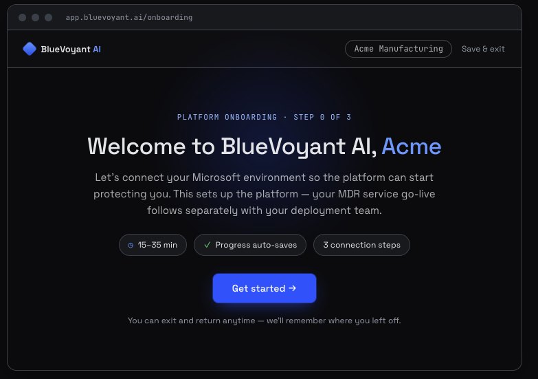 Onboarding welcome — mockup recreated for this portfolio